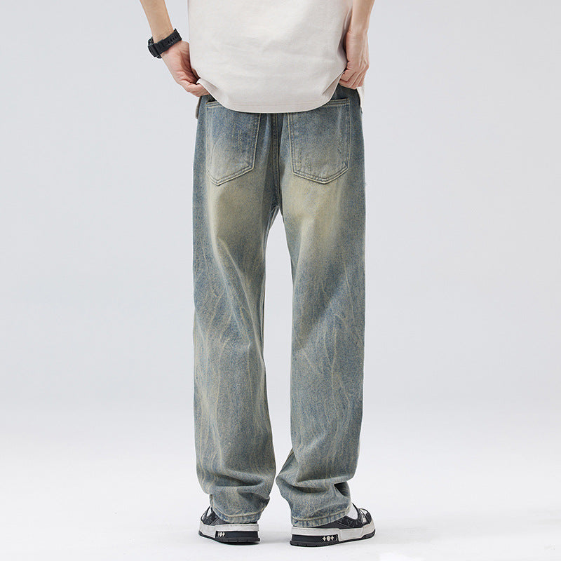 Fashion Men's Retro Loose Wide-leg Straight Pants