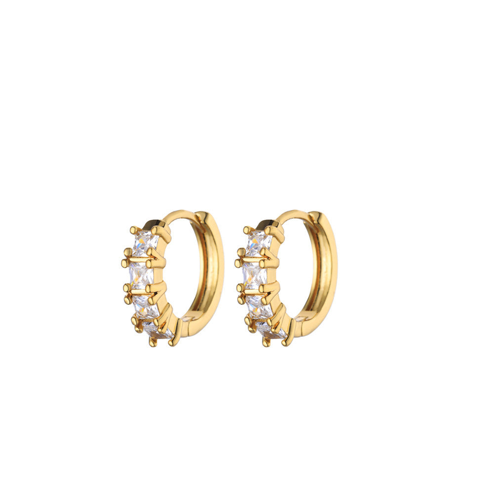 Exquisite Geometric Inlaid Zircon Earrings