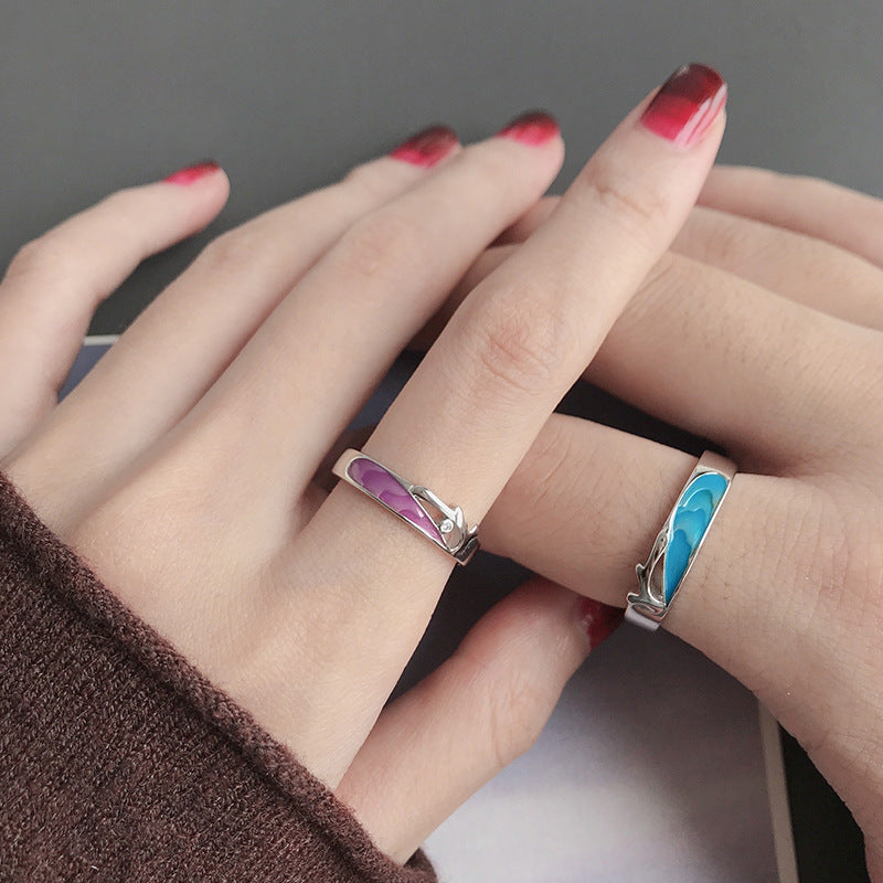 Student Minimalist Couple Rings Adjustable Creative Ring