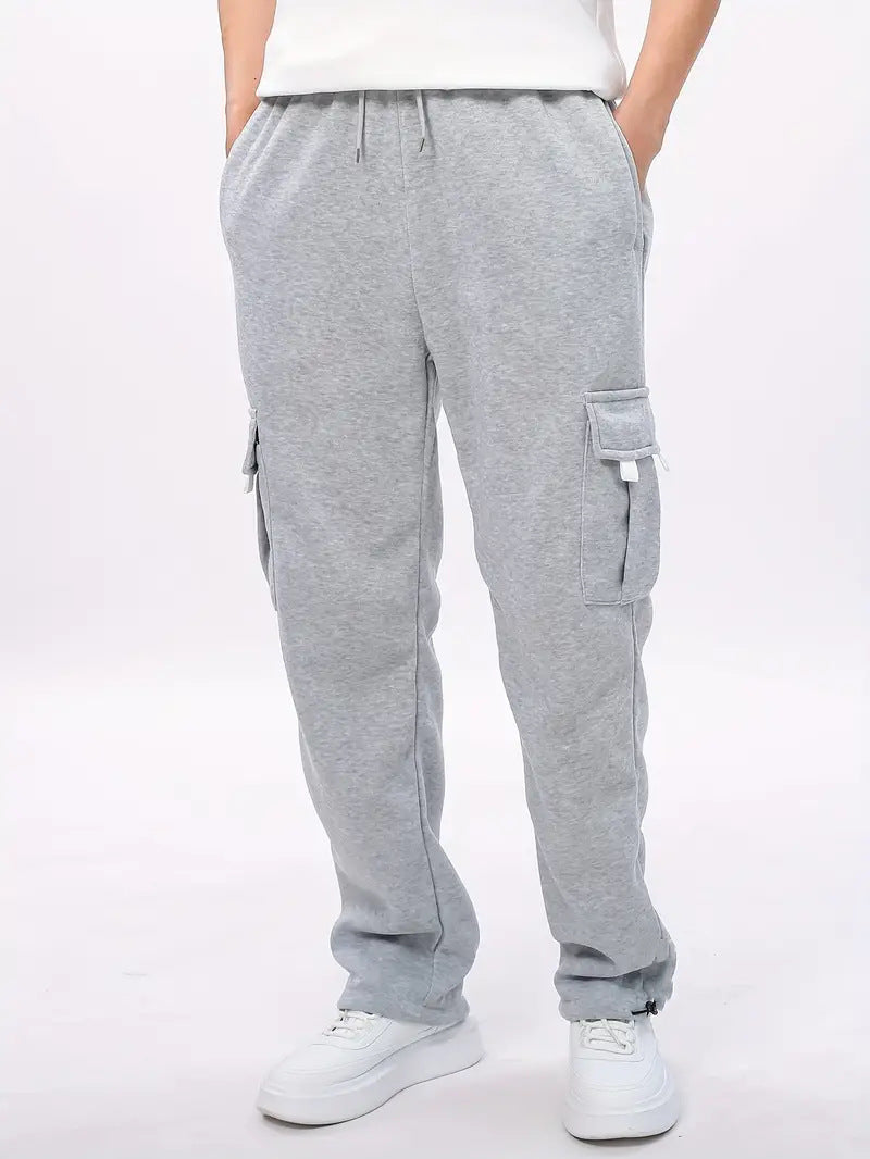 Men's Loose Sweatpants Overalls With Multi-pocket Tether