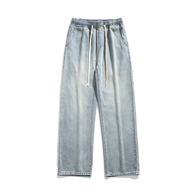 Fashion Personality Light Blue Ice Silk Jeans Men