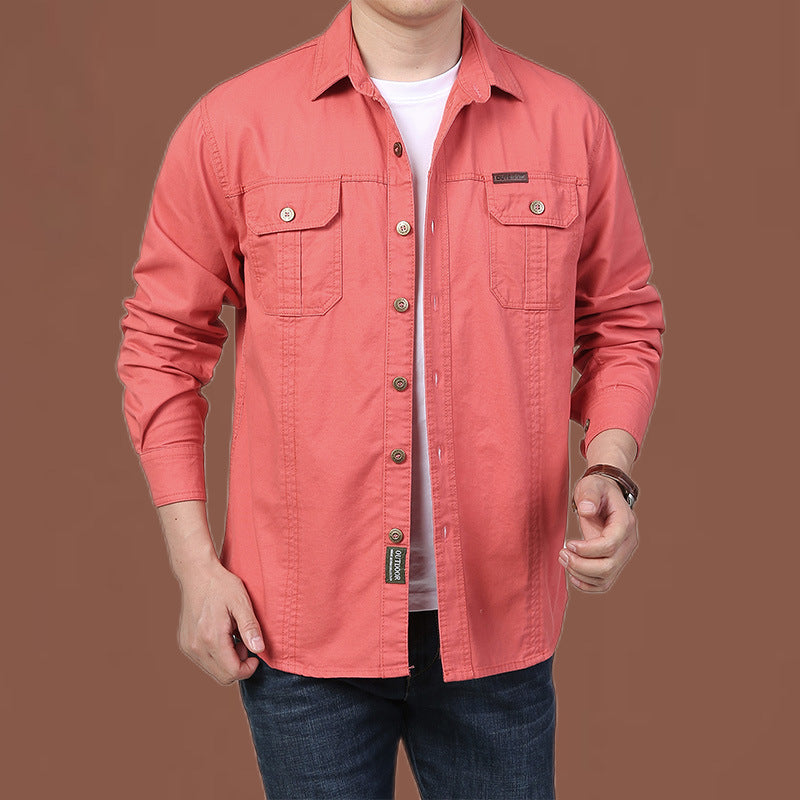Men's Casual Loose Long Sleeve Solid Color Shirt