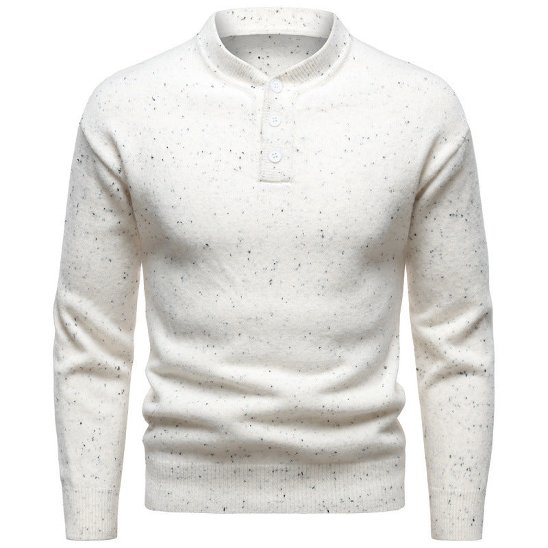 Men's Henry Stand Collar Snowflake Dot Design Fashion Sweater