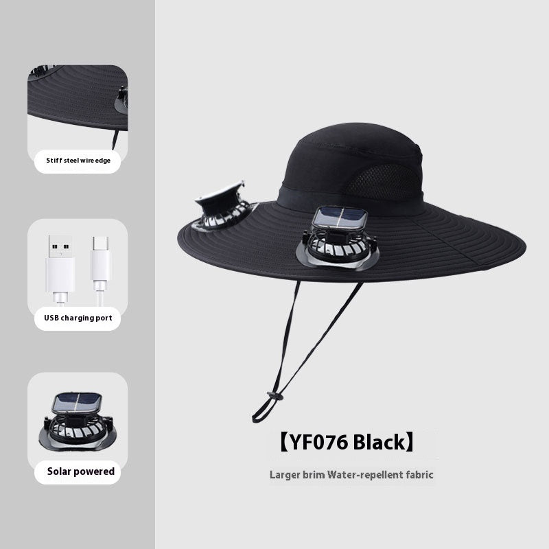 Solar Sunshade Cap With Fan Men's Outdoor Mountaineering Fishing Hat