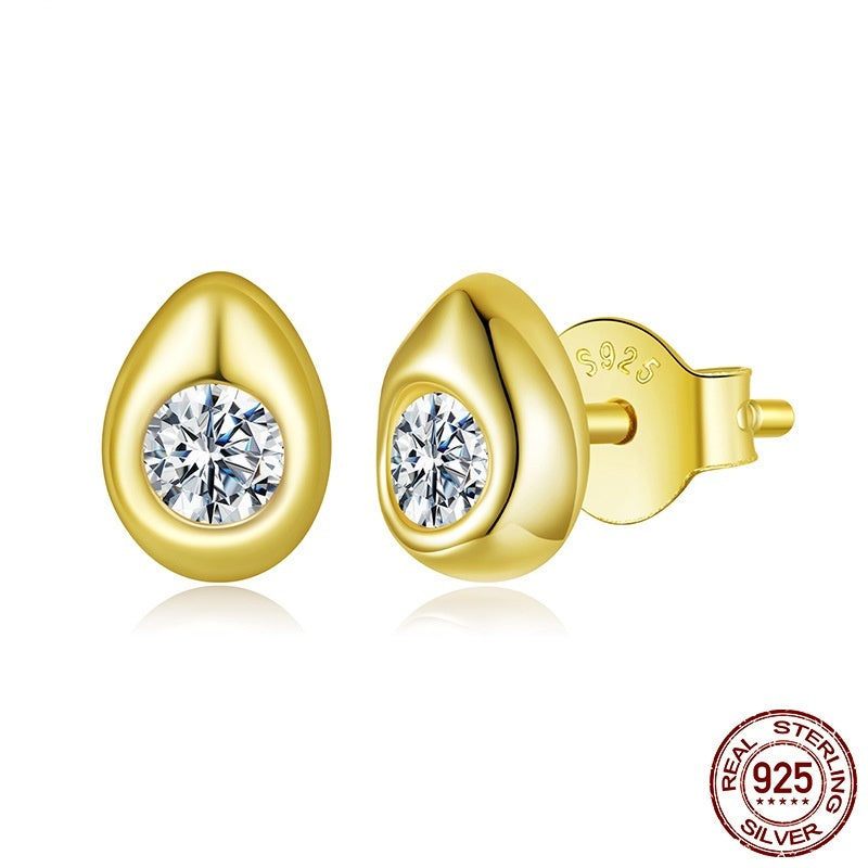 Water Drop Moissanite Stud Earrings Simple Advanced Texture S925 Sterling Silver