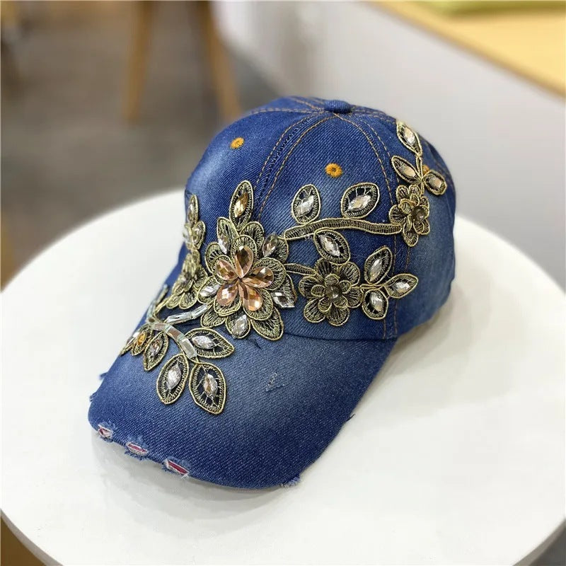 European And American Style Casual All-match Gold Silk Flower Cowboy Hat