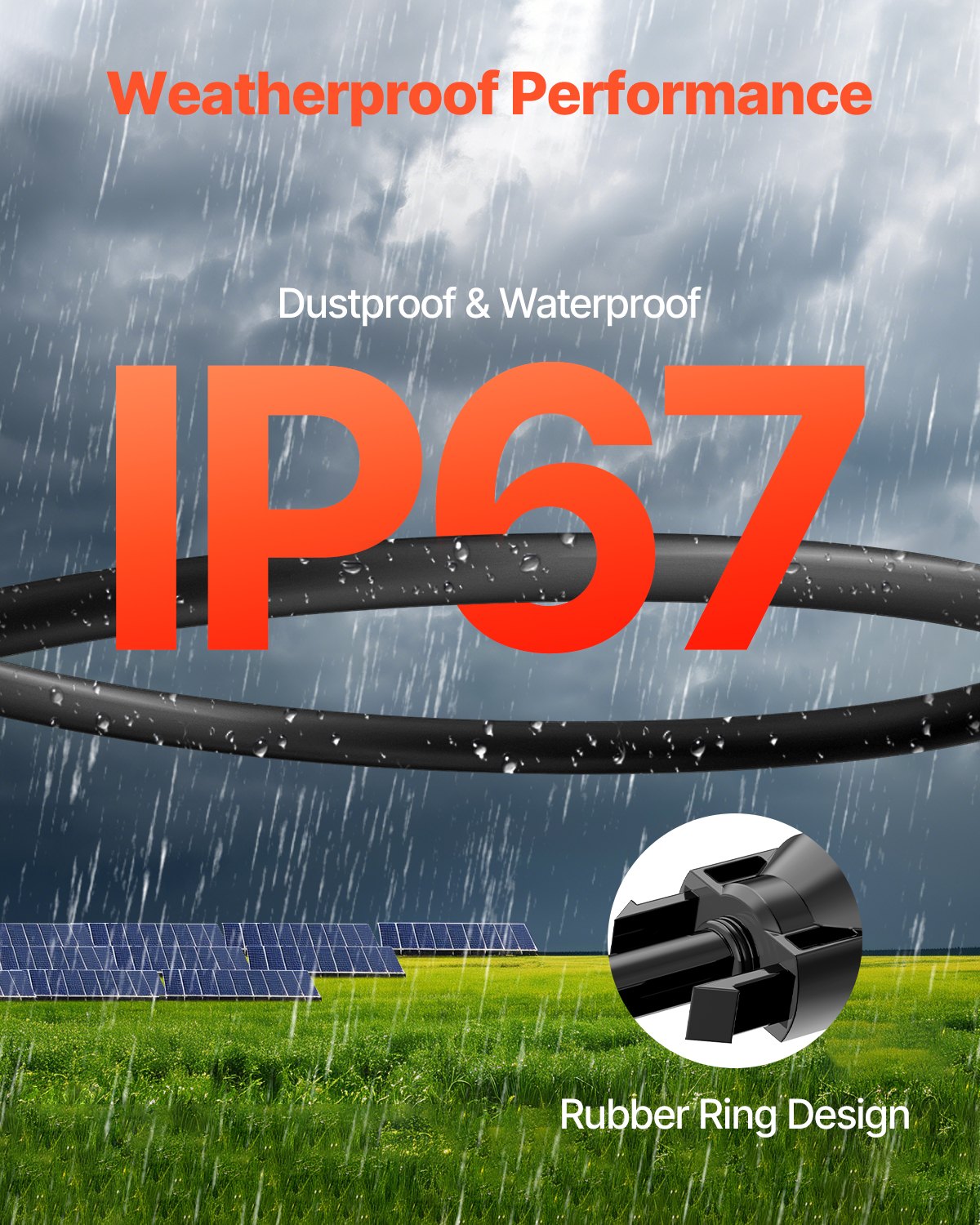 20FT Solar Panel Extension Wire With Female & Male Connectors 10AWG 1 Pair