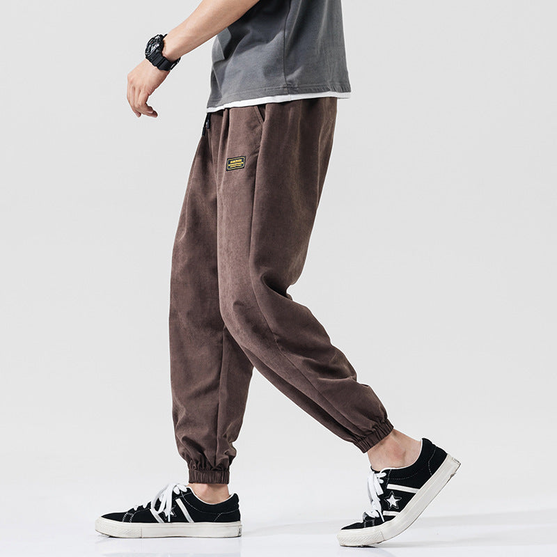 Japanese-style loose-fit cropped nine-point pants