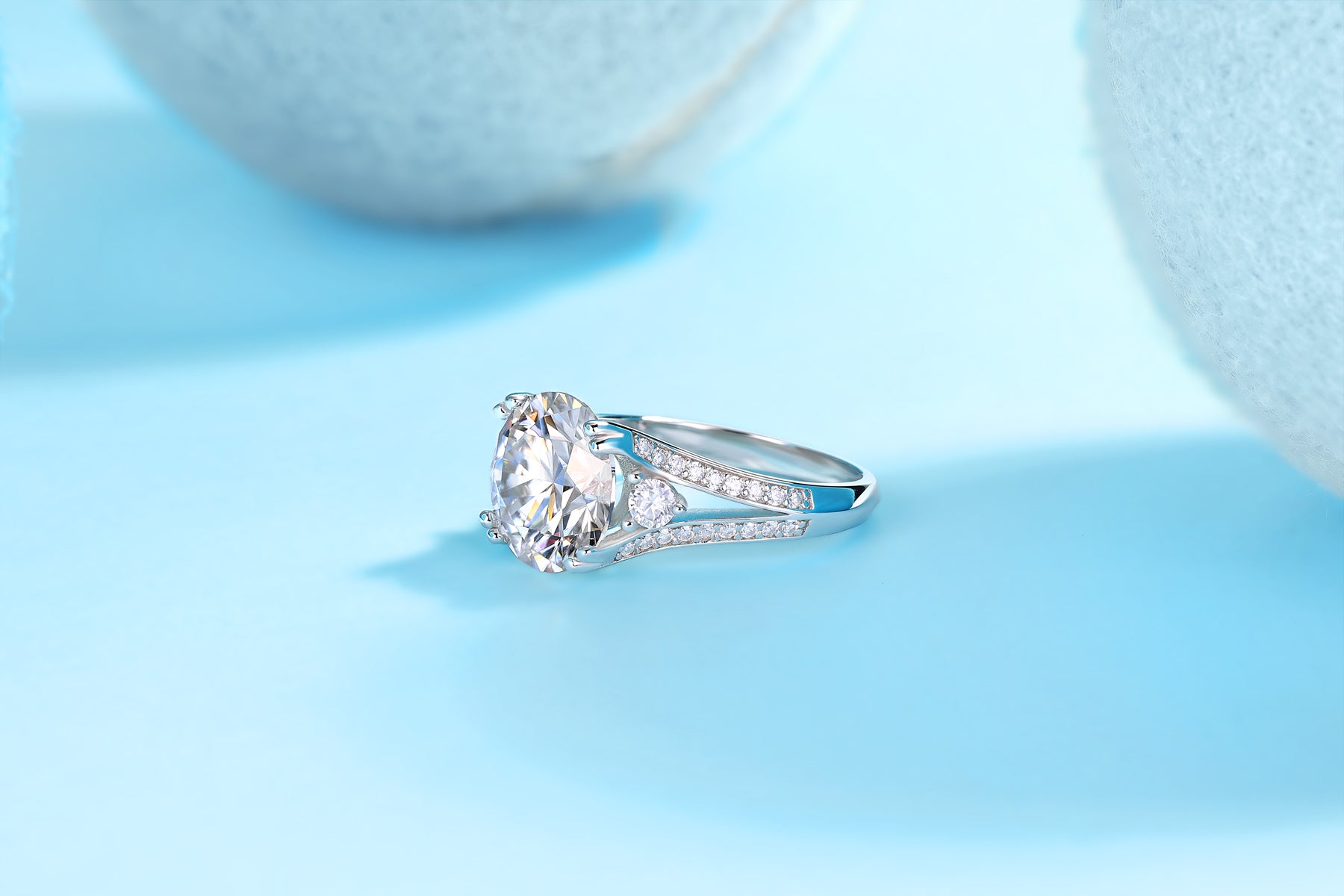 1Elegant Radiance - A Fashionable And Luxurious Jewelry Piece Set With 5-carat Moissanite S925 Sterling Silver And Platinum-plated Diamond Prohibit TikTok sales