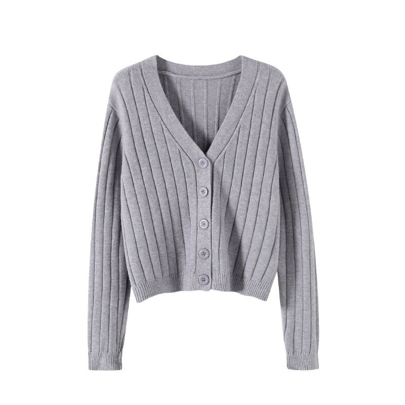 V-neck Sweater Sweater Thin Cardigan Jacket Top For Women