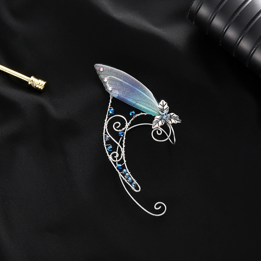 New Design Non-piercing Ear Clip Wings Crystal Earrings
