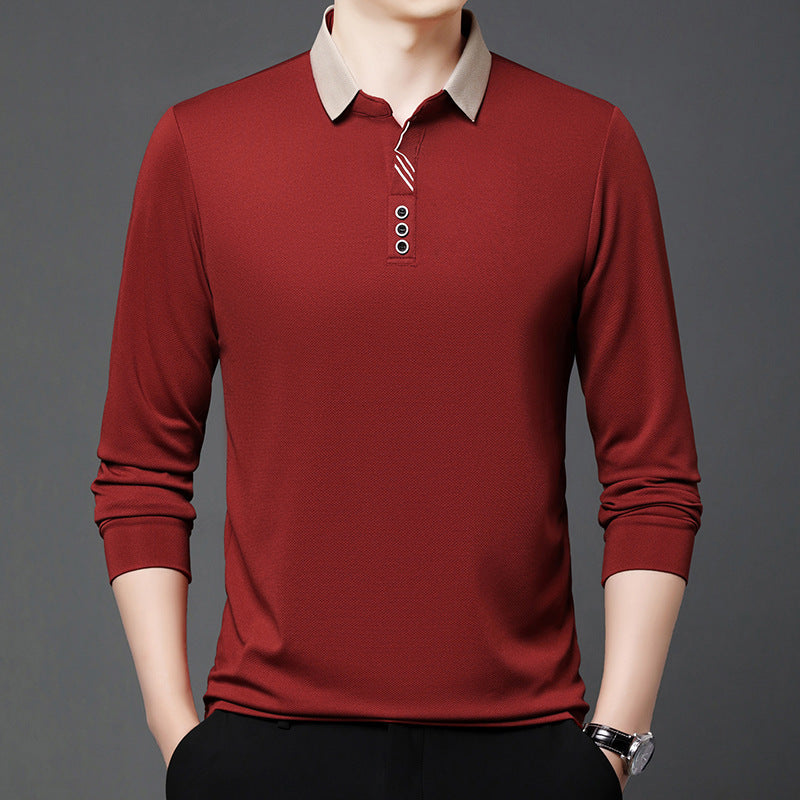 Summer Lapels Short-sleeved T-shirt Men's Skin-friendly Breathable Casual Top