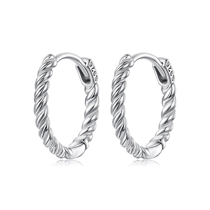 Simple Fashion Twist Argent Pur Earring Ear Clip All-match Fashion S925 Sterling Silver