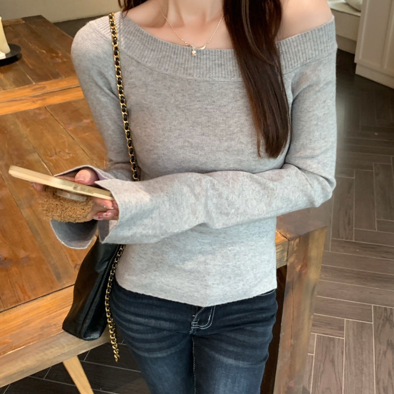 Women's Slanted-shoulder Knit Bottoming Shirt