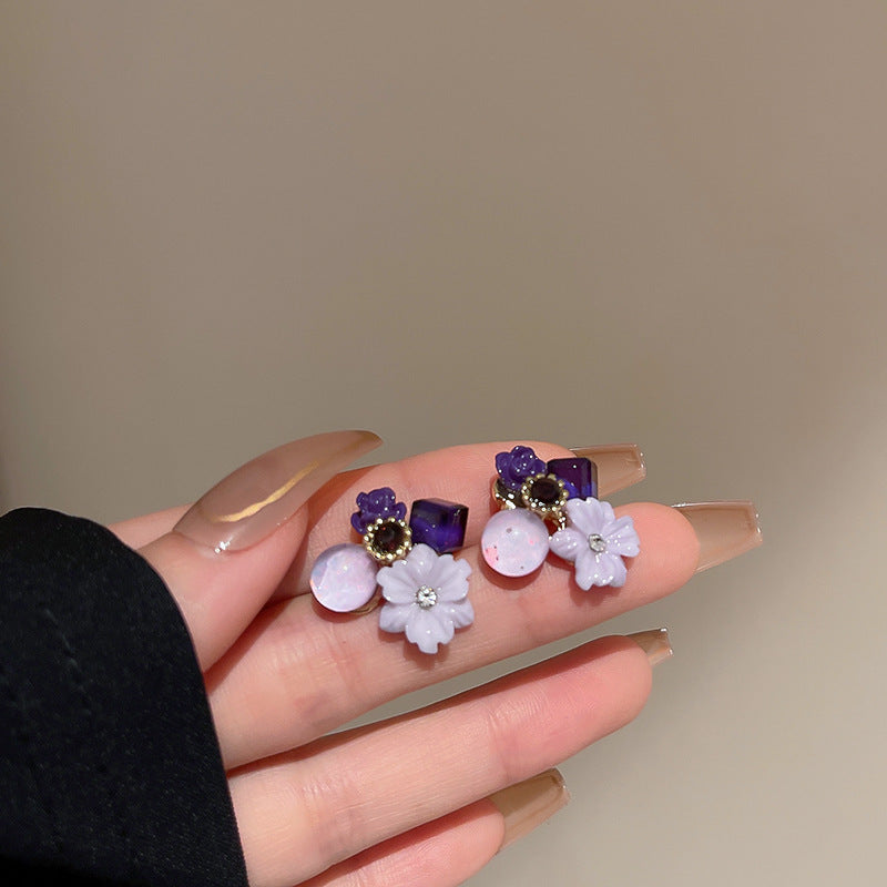 Retro Diamonds Crystal Flower Earrings