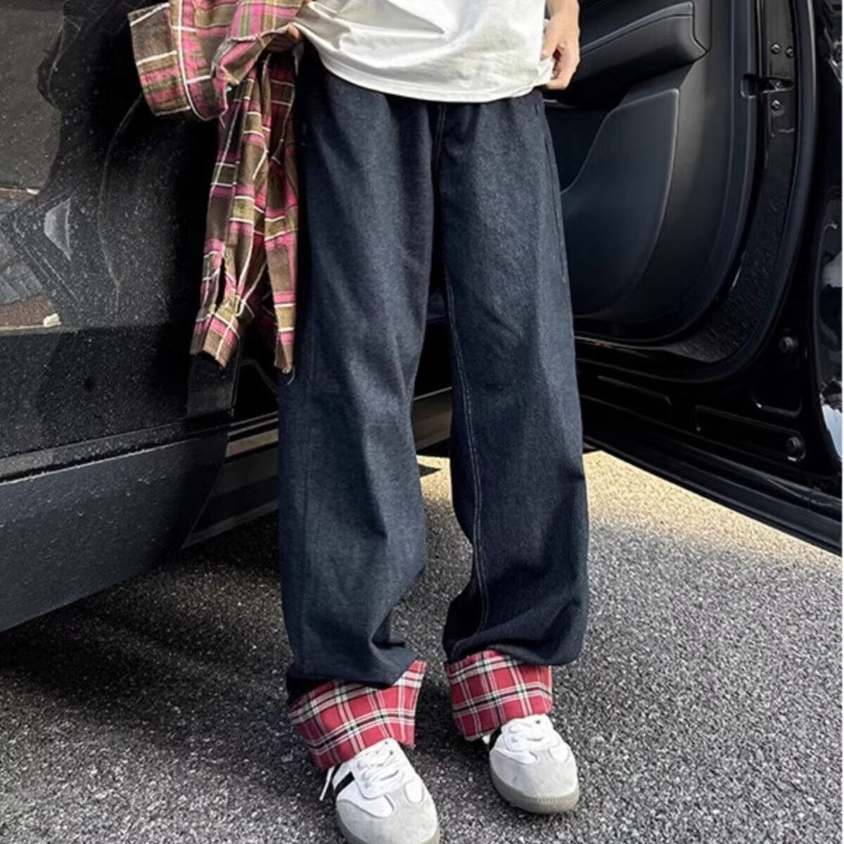 Stitching Curling Jeans Men's Summer Thin Straight