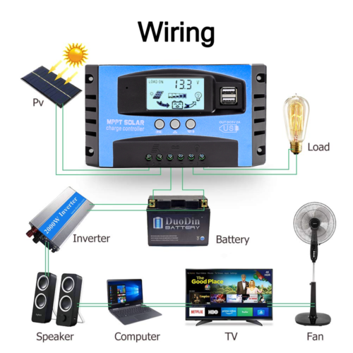 16.7X8.4X6.6 12V 24V Solar Panel Battery Regulator Charge Controller MPPT Auto Tracking