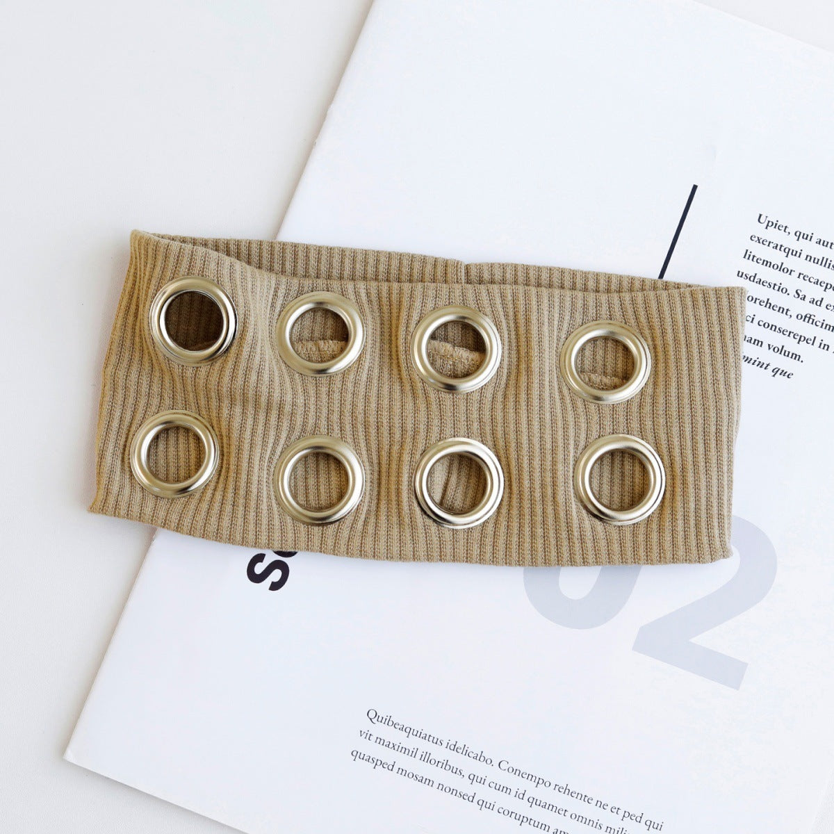 Hot Girl Metal Round Hole Hollow Out Elastic Ribbon Vintage Headwear