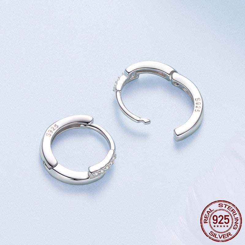 S925 Sterling Silver Lines Interlaced Ear Clip Refined Zircon All-matching