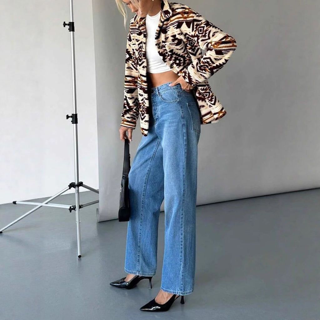 New Women's Plush Printed Jacket Coat