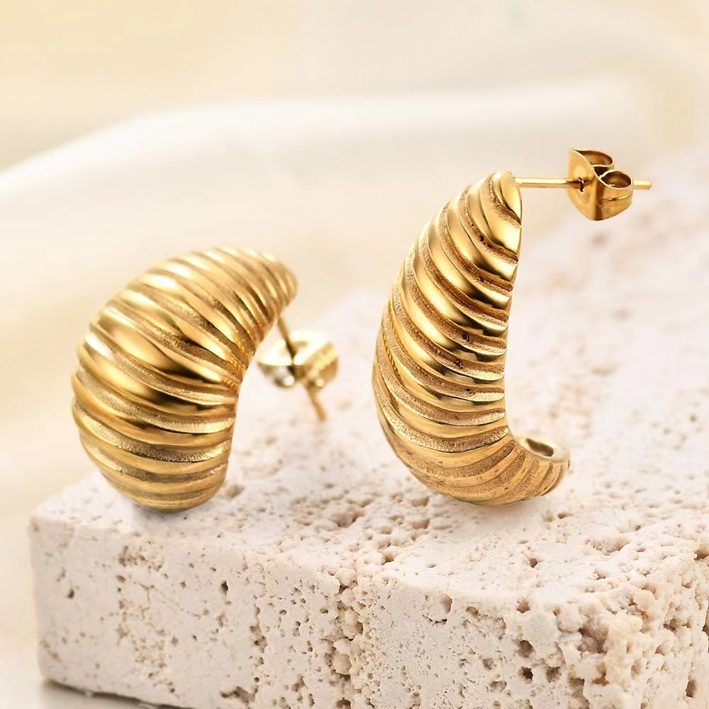 Titanium Steel Electroplating 18K Gold Non-fading Diamond Earrings Ear Studs