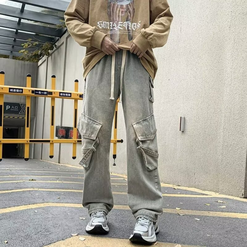 Heavy-duty Loose Multi-pocket Washed Casual Pants