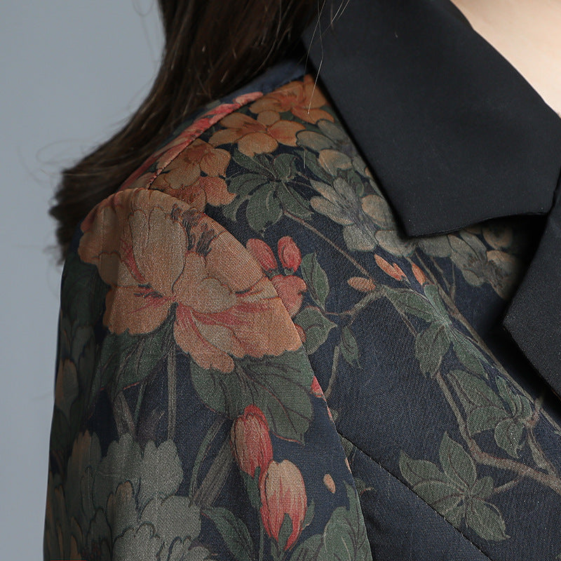 Loose Western Style Younger Pattern Print V-neck Cardigan Autumn Top Women