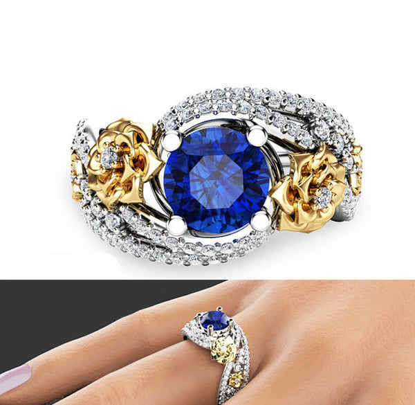 Flower Rose Two-tone Ring For Women