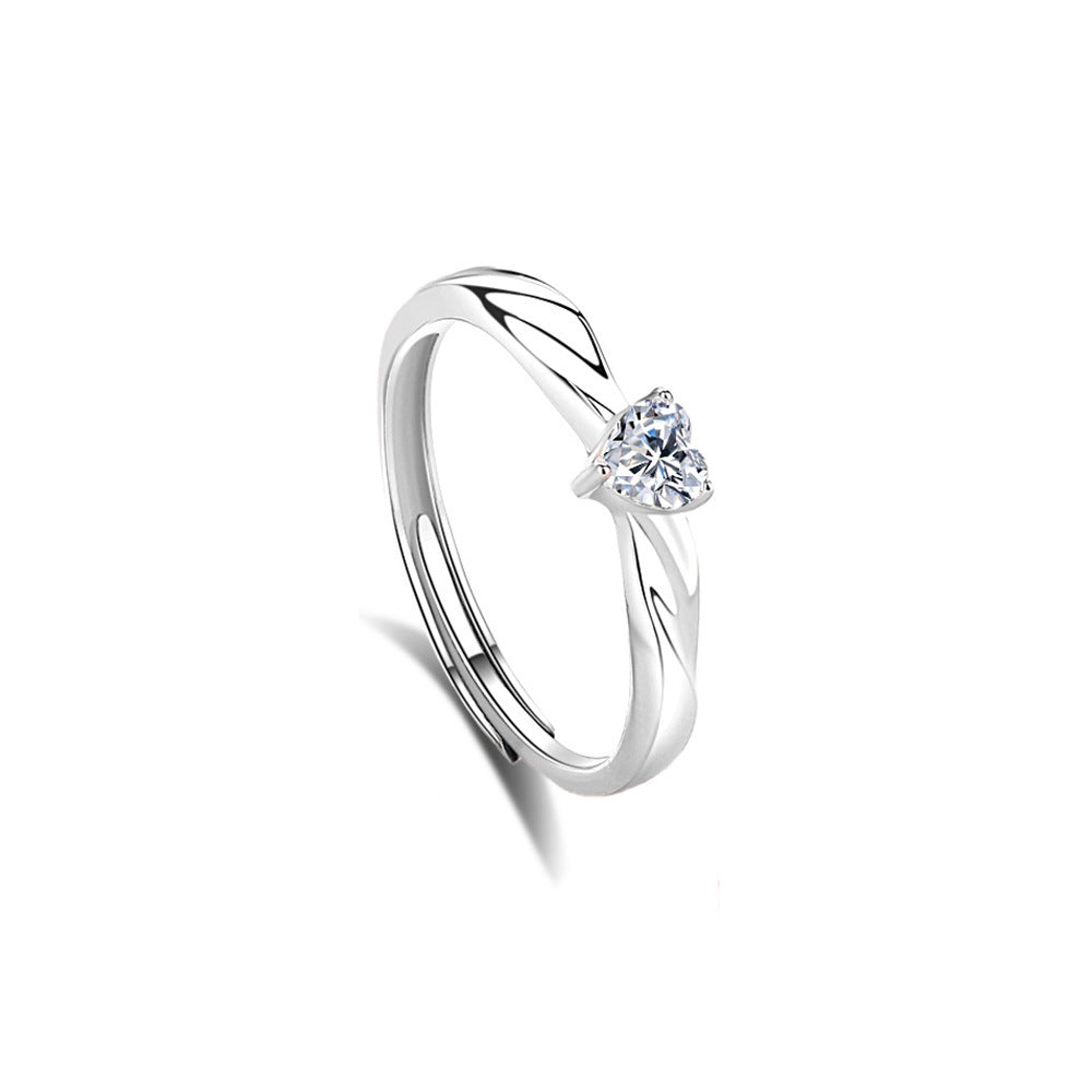 S925 Sterling Silver Heartbeat Signal Couple Couple Rings Men And Women