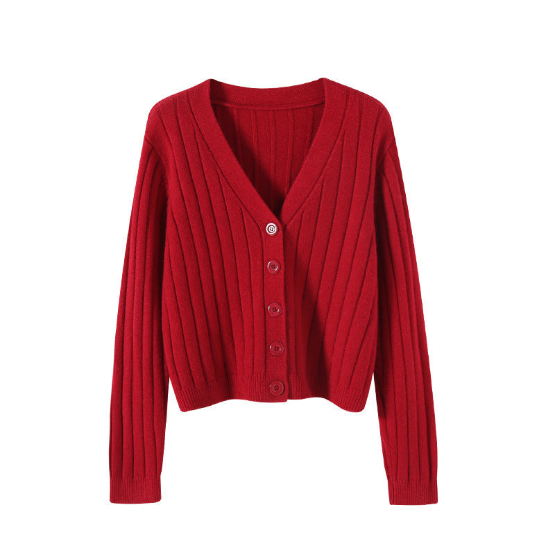 V-neck Sweater Sweater Thin Cardigan Jacket Top For Women