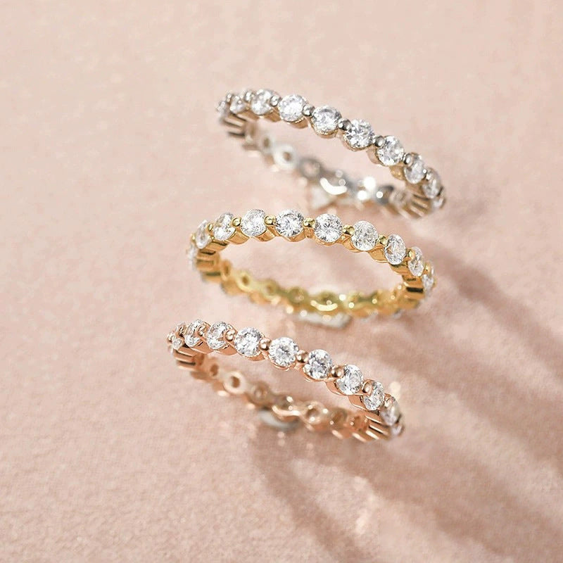 Zirconium Silver Simple Stacked Ring