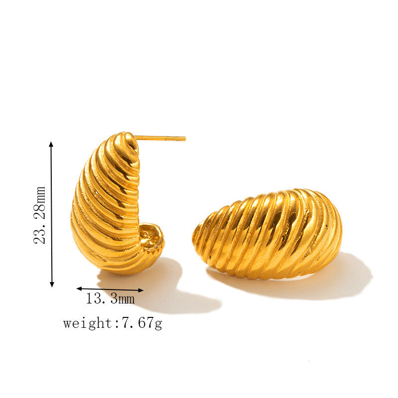 Titanium Steel Electroplating 18K Gold Non-fading Diamond Earrings Ear Studs