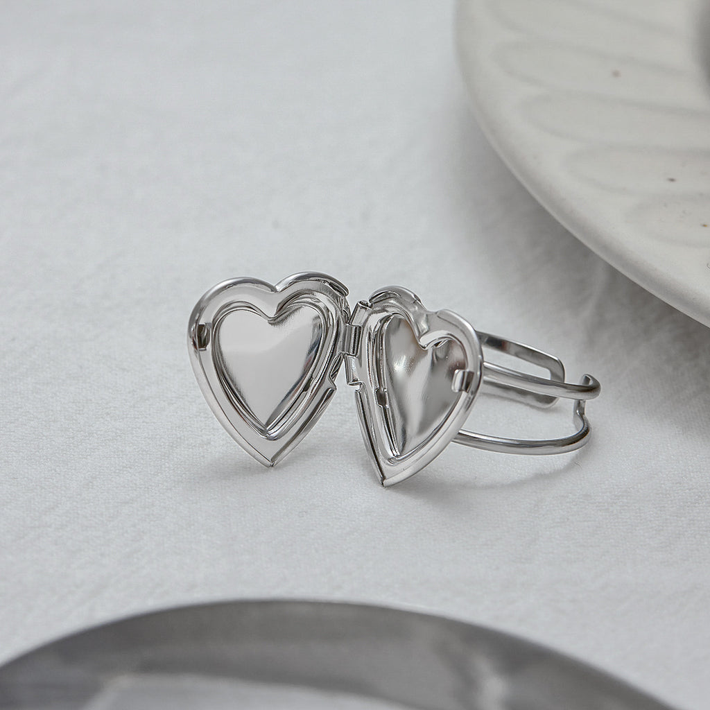 Stainless Steel Love Heart-shaped Ring