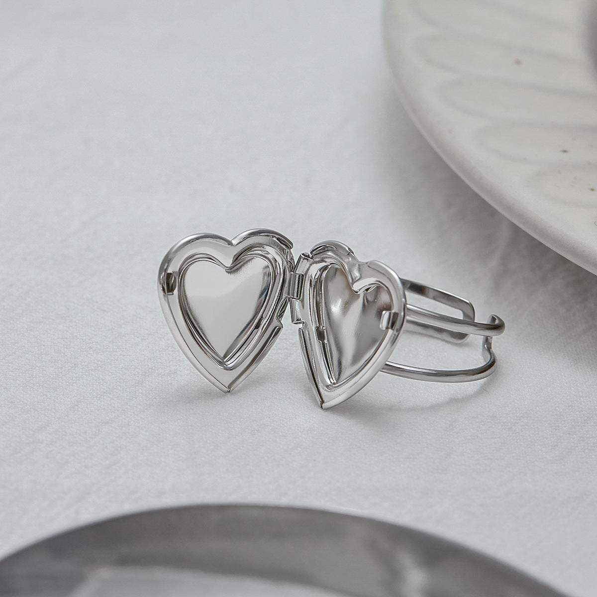 Stainless Steel Love Heart-shaped Ring