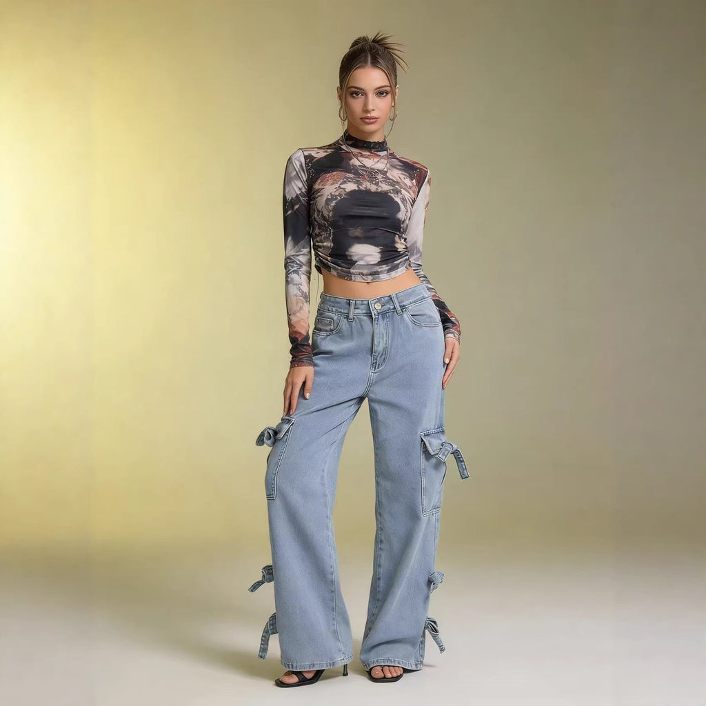 Mid-rise Versatile Womens Jeans In Light Blue