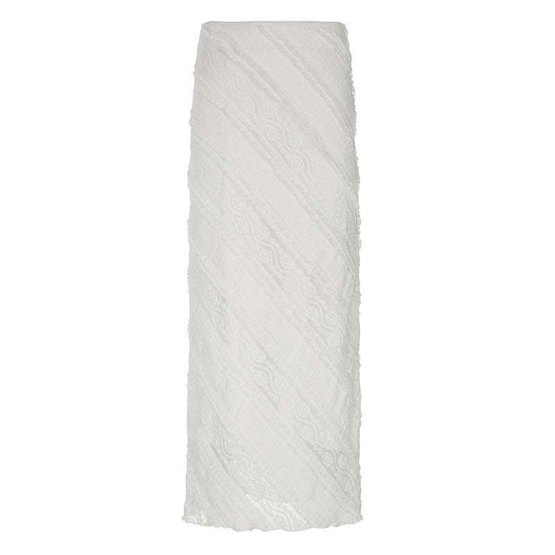 French Elegant Lace Jacquard Twill Skirt