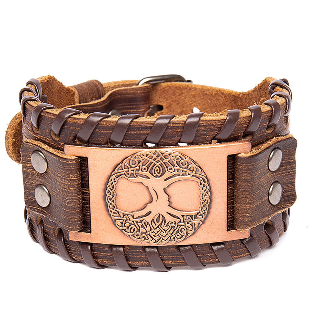 Men's Alloy Lucky Tree Accessories Width Leather Bracelet