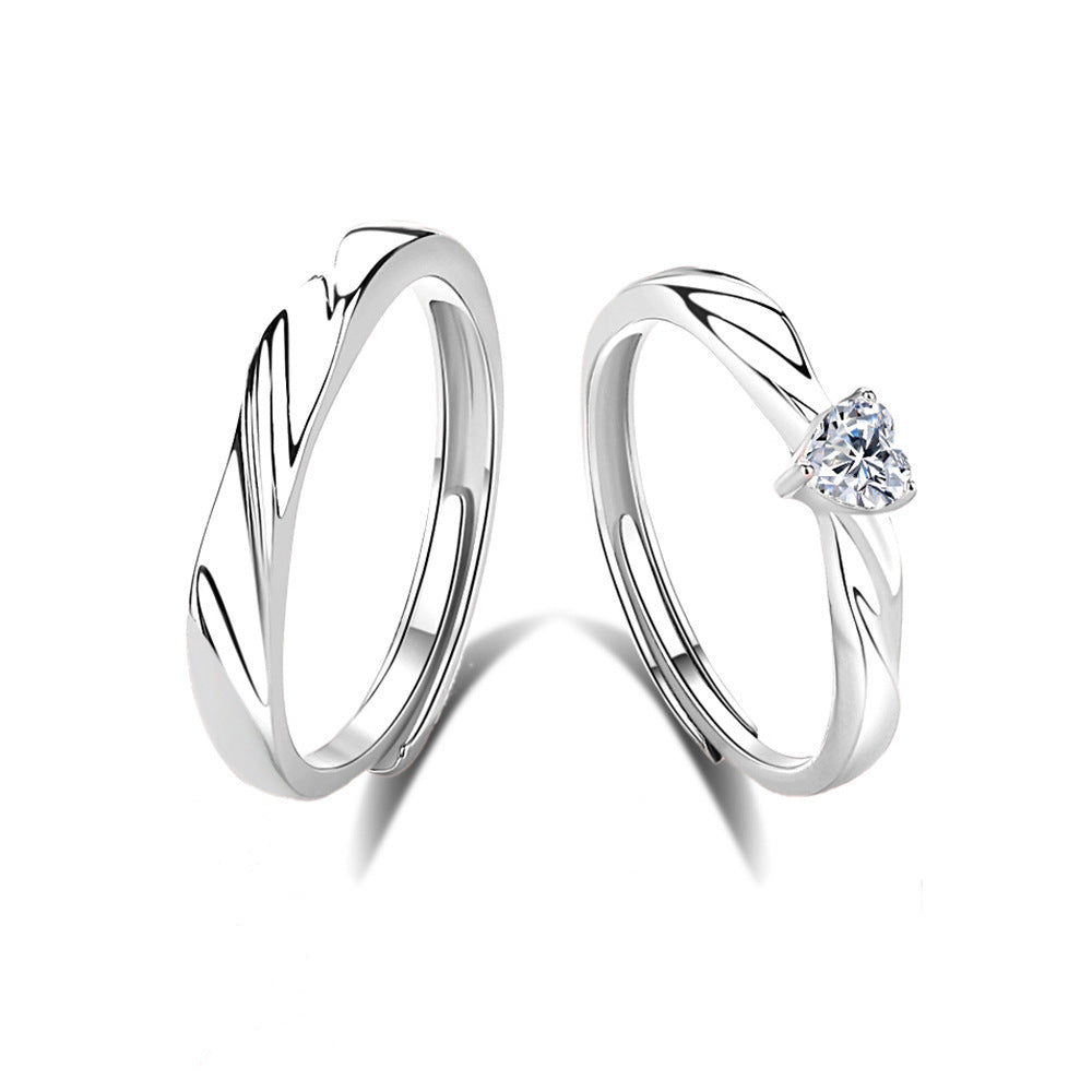 S925 Sterling Silver Heartbeat Signal Couple Couple Rings Men And Women