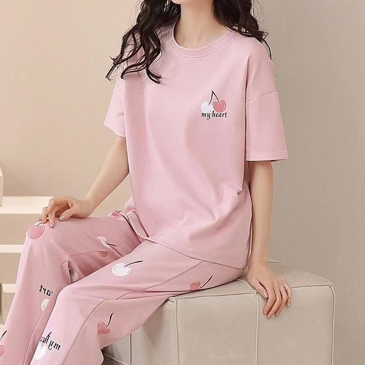 Sweet Student Casual Short-sleeved Trousers Home Wear Loose Plus Size Padded Pajamas