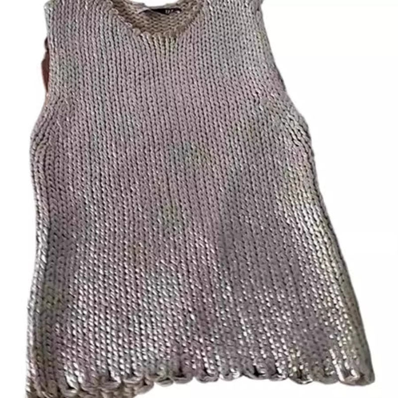 Women's Crew-Neck Sleeveless Knitted Vest