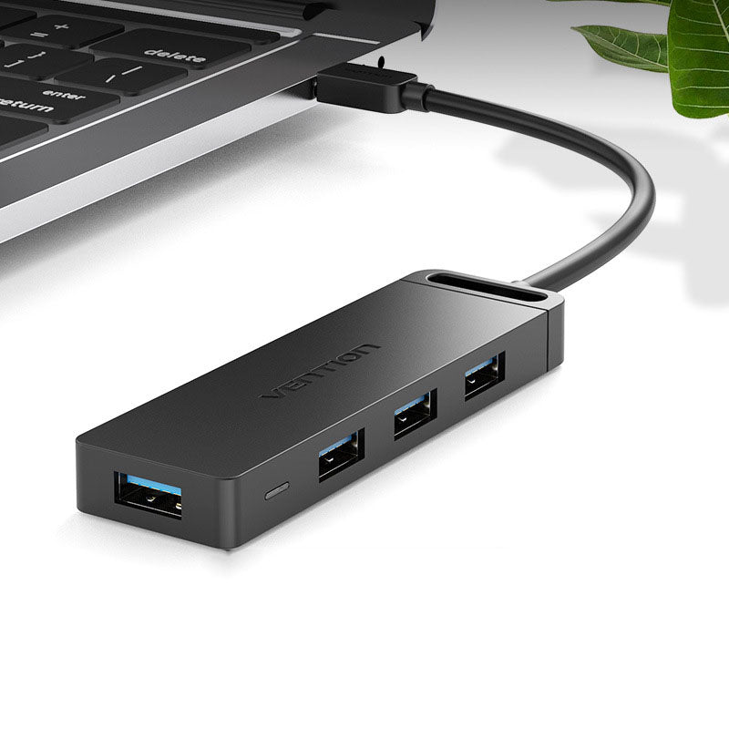 Type-C To USB3.0x4 HUB Micro USB Powered ABS Black