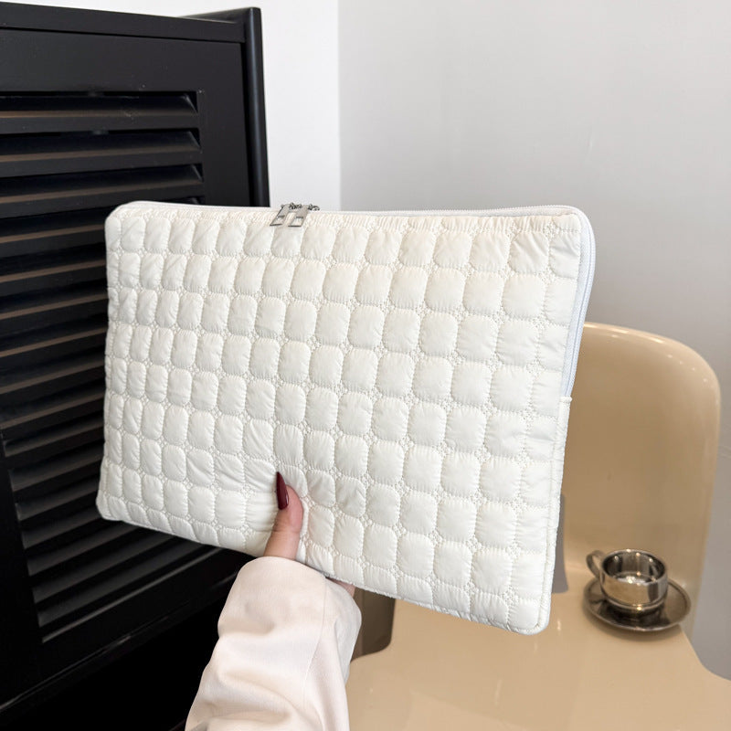 Solid Color Cloud Cotton Pleated Plaid Casual Simple Flat Storage Bag