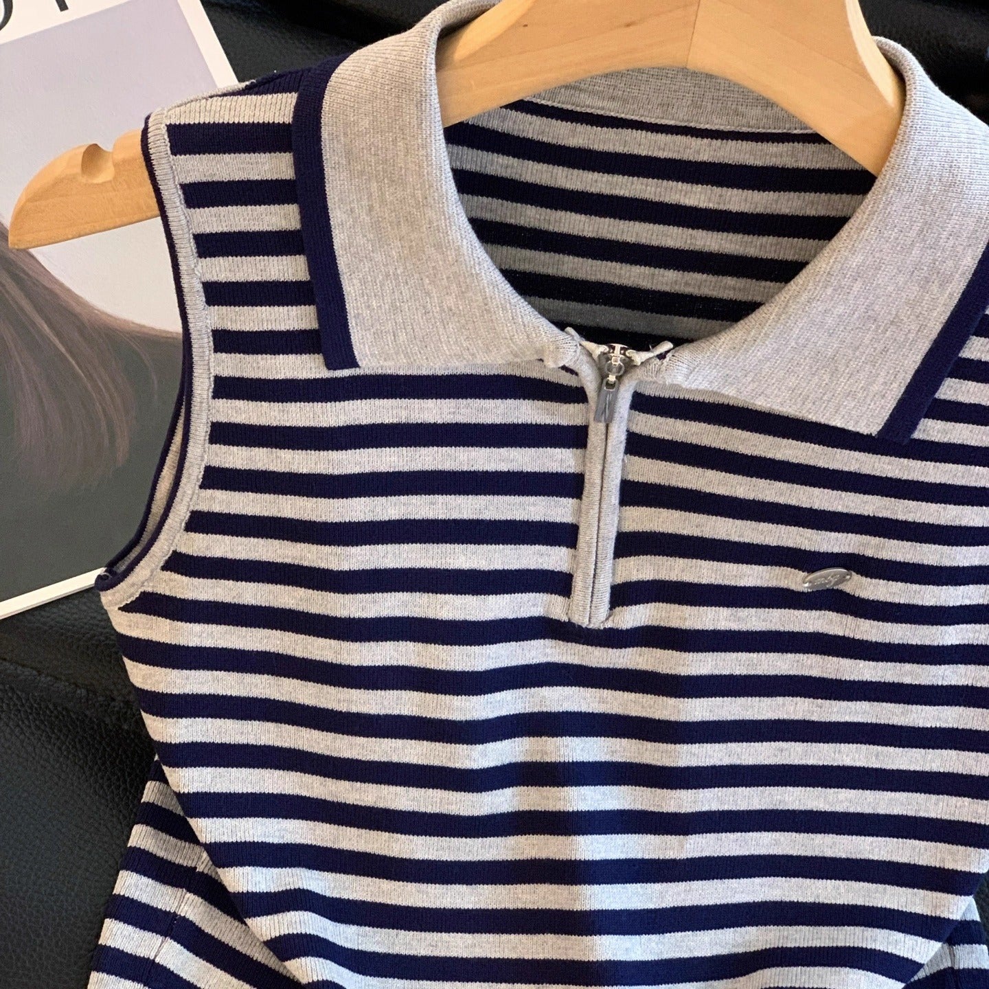 French-style Striped Knitted Vest For Women