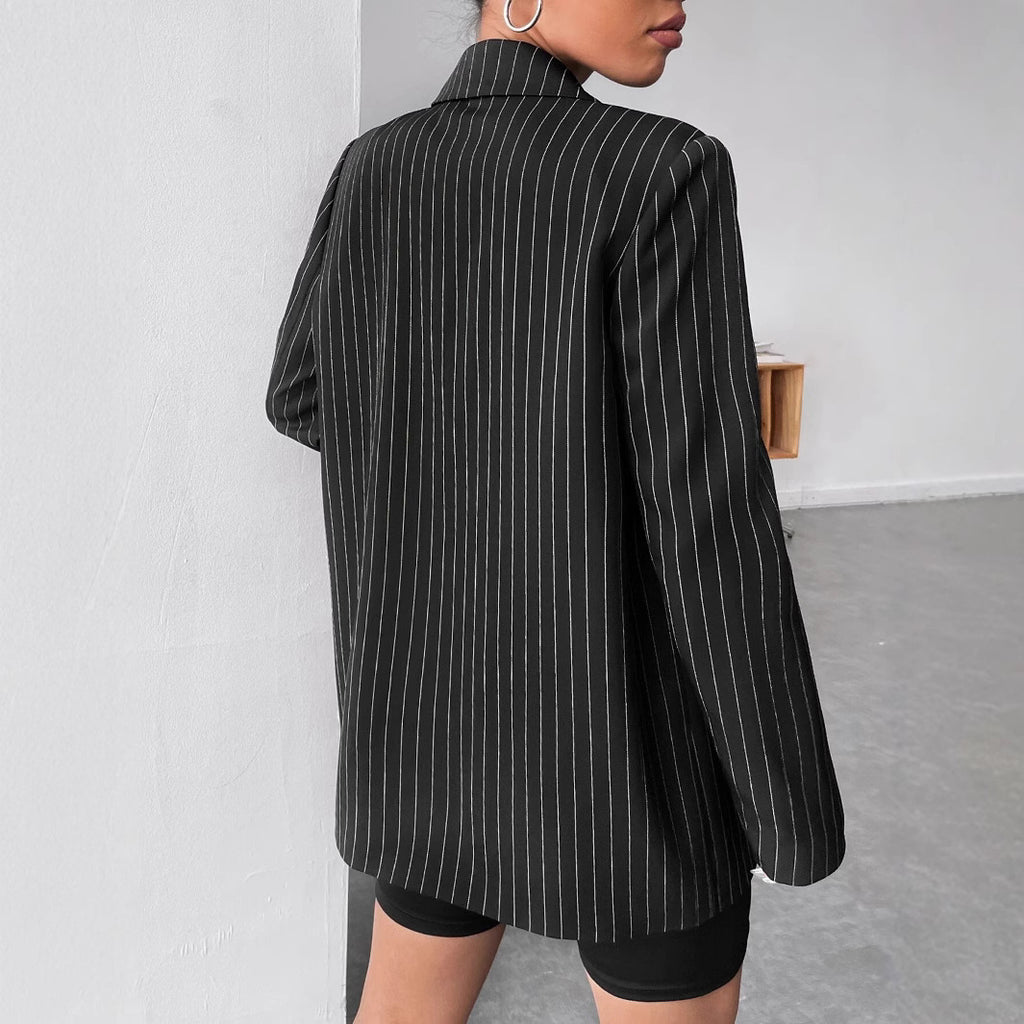 Striped Casual Coat For Women