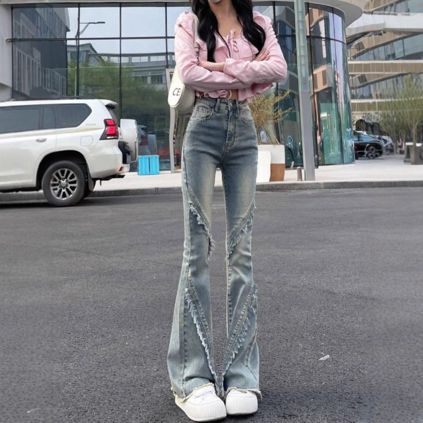 Slimming High-waisted Floor-length Flared Pants