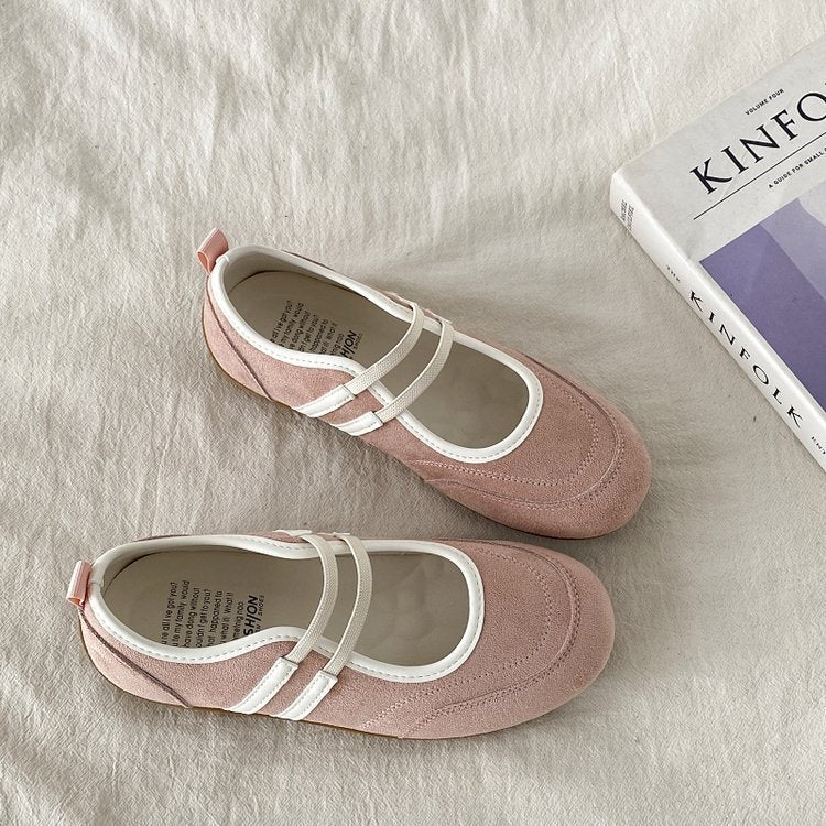 Double Drawstring Retro Round Toe Flat Bottom Shallow Mouth Casual Shoes