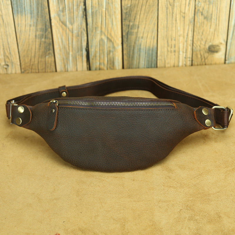 Men's Bag Retro Crazy Horse Leather Chest Bag First Layer Crossbody