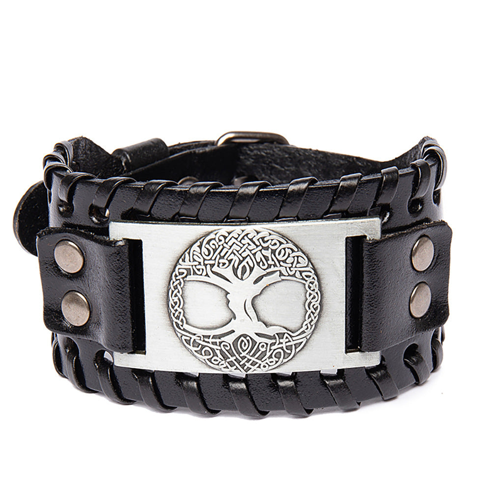 Men's Alloy Lucky Tree Accessories Width Leather Bracelet