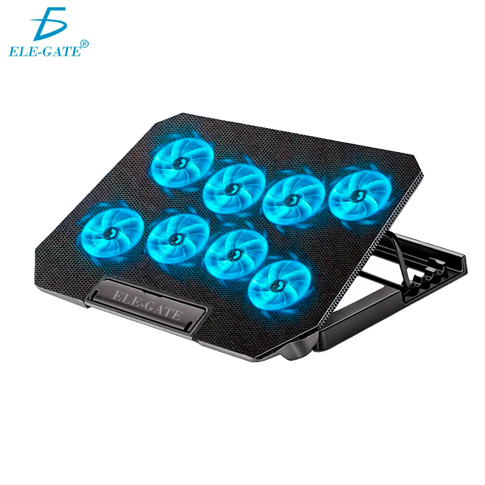 ELE-GATE 8-Fan Plastic Laptop Cooling Pad with Two USB Ports 4-Tilt for 12" to 15.6" Laptops in Stock