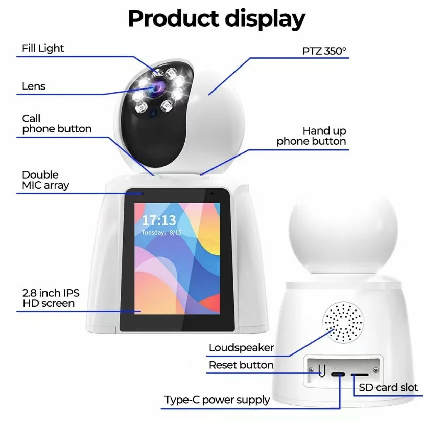 2k Smart Camera Full Color Night Vision Two-Way Voice Video Call Indoor WiFi  Cloud Data